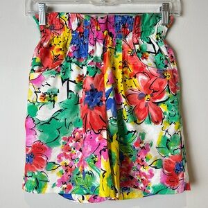 Vintage 80’s Palmetto’s Bright Floral Elastic-Waist Shorts Girls M Made in US